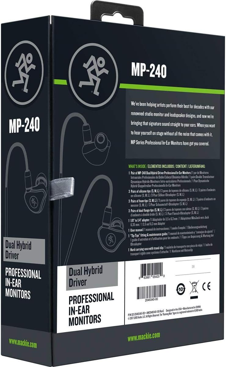 Mackie MP Series In-Ear Headphones & Monitors with Dual Hybrid Drivers (MP-240)