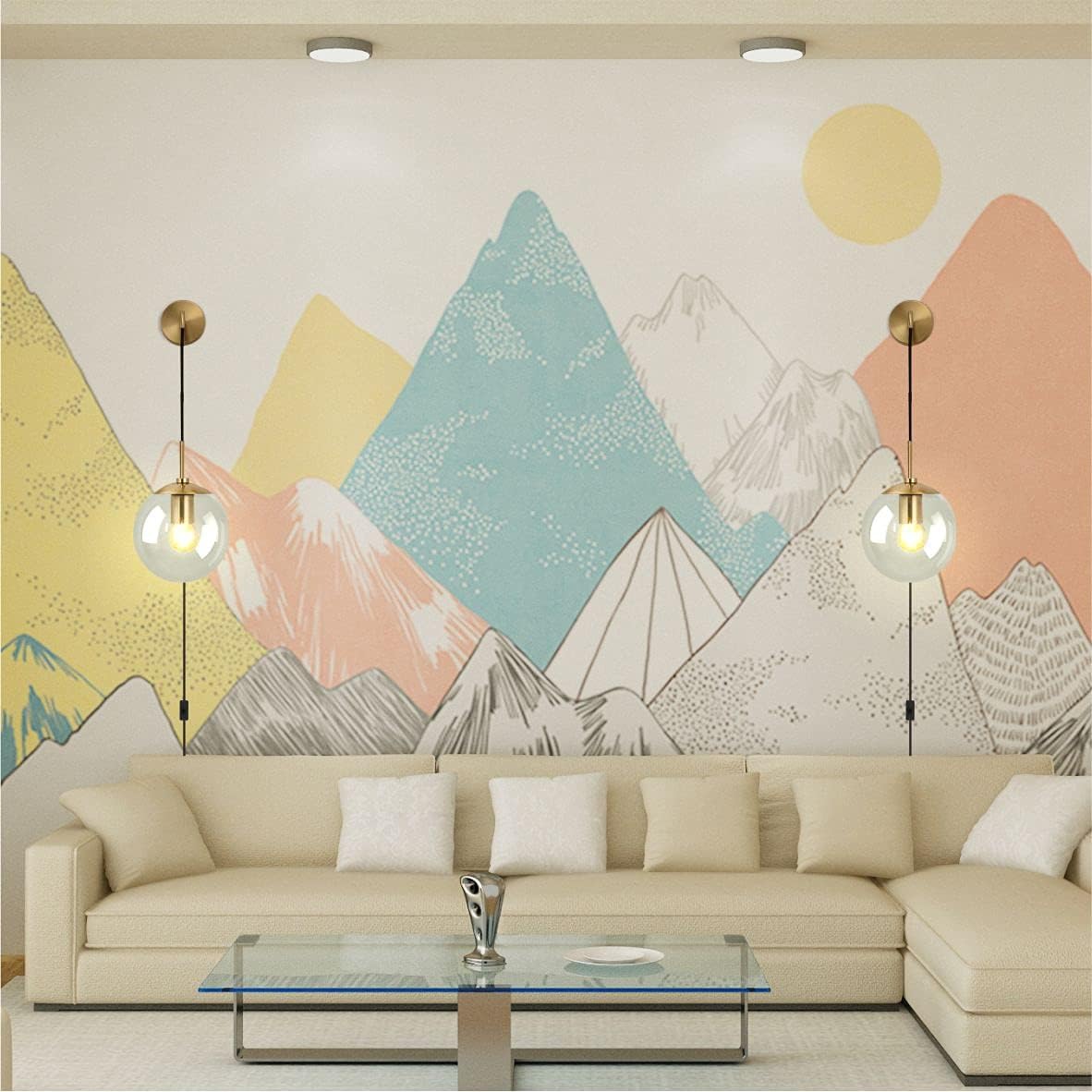 BOKT Mid Century Modern Globe Wall Sconce Lighting Set of Two Plug in Brushed Brass Gold Bathroom Wall Light Set of 2 Plug in Cord Clear Bubble Glass Ball Bedroom Wall Lamp(Clear)