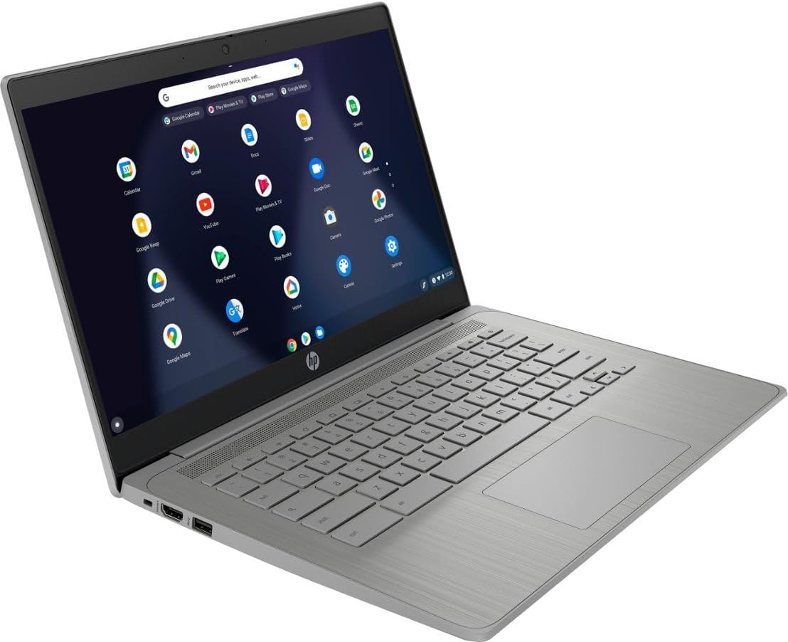 HP HD 14' Chromebook Laptop for Student and Business, Intel Celeron Processor N4120, 4GB RAM 128GB Storage(64GB eMMC + 5ave 64GB Flash Memory), Wi-Fi, Bluetooth, HDMI, Chrome Os, Modern Gray