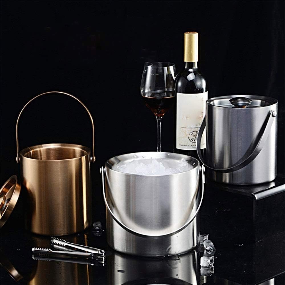 ice bucket, Ice Bucket Bar Stainless Steel Ice Bucket Red Wine Ice Bucket Double Insulation Champagne Ice Bucket Beer Ice Bucket Home