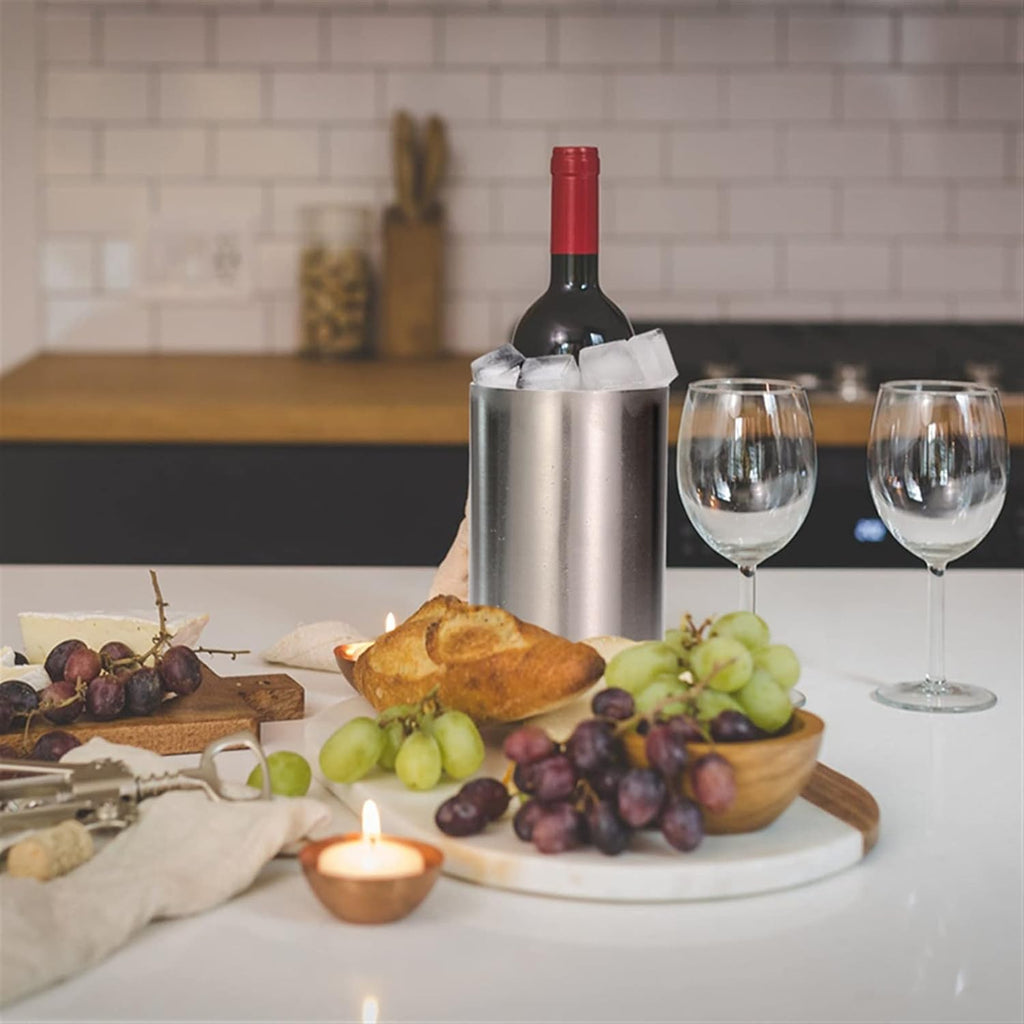 ice Bucket Modern Round Ice Bucket Stainless Steel Double Wall Red Wine Champagne White Wine Bottle Refrigerated Bucket Bar Home Ice Bucket Champagne Bucket