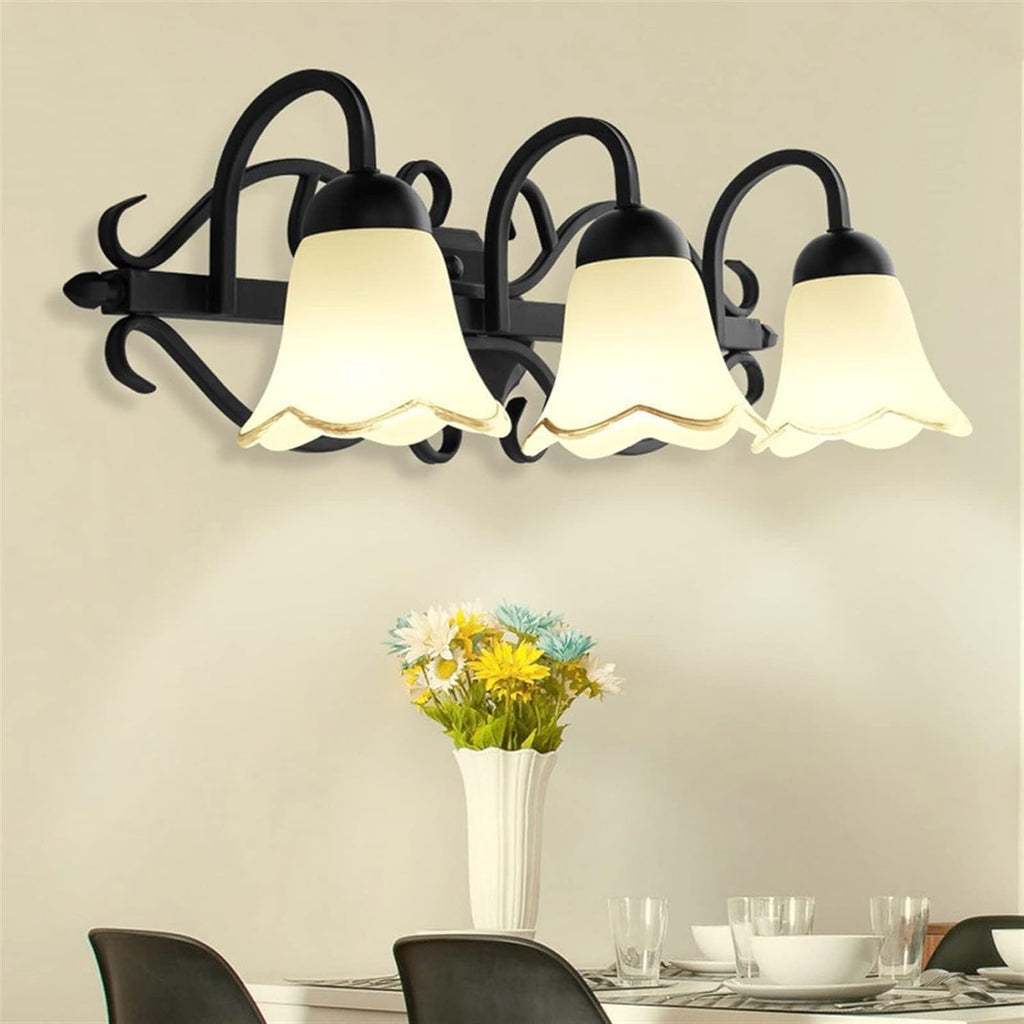 European Wall Light Mirror Light Compatible with Bathroom - American Black Finishing Fixture Wall Lamp, Wrought Iron Wall Light ﻿,Chandelier