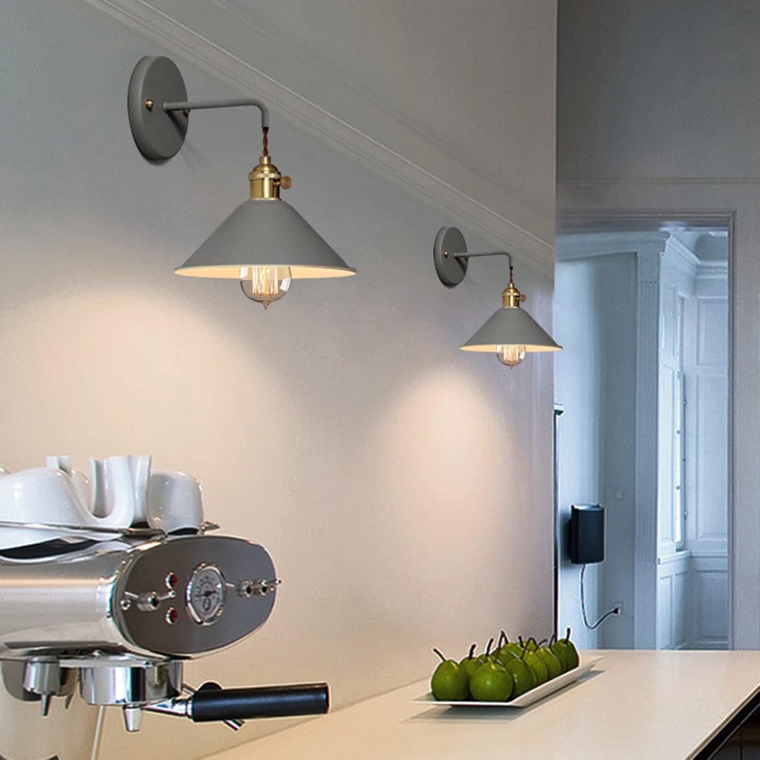Nordic Wall Sconce Lamps, E26 Edison Copper Wall Mounted Lighting, Macaron Wall Lamp Fixture, Bedside & Bathroom Vanity Lights, Frosted Paint Body Wall Spotlights