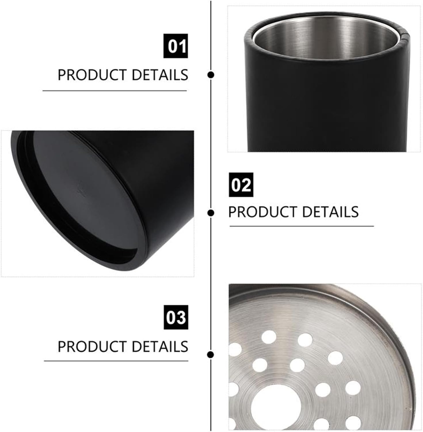 Ice Buckets 1PC Stainless Steel Ice Bucket Thickened Champagne Bucket Red Wine Bucket Beer Bucket Home Ice Bucket Small Bucket for Bar Party Hotel Ice Bucket Kits (Color : Black)