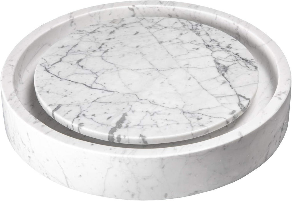 Eden Bath Round Infinity Pool Vessel Sink, Polished Carrara Marble - Stylish Bathroom Sink