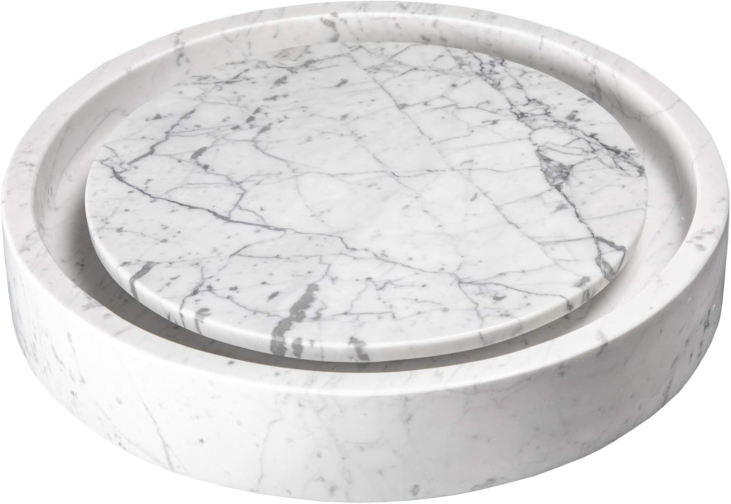 Eden Bath Round Infinity Pool Vessel Sink, Polished Carrara Marble - Stylish Bathroom Sink