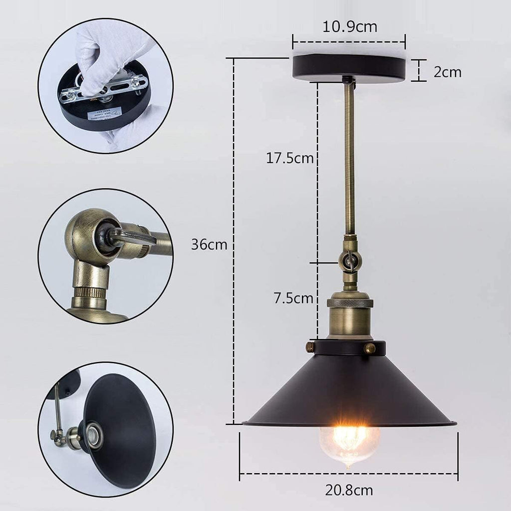 Industrial Vintage Wrought Iron Wall Light E27 Edison Adjustable Lighting Fixtures Black Lampshades for Indoor Living Room Bedrooms Bathroom Loft Corridor Lights