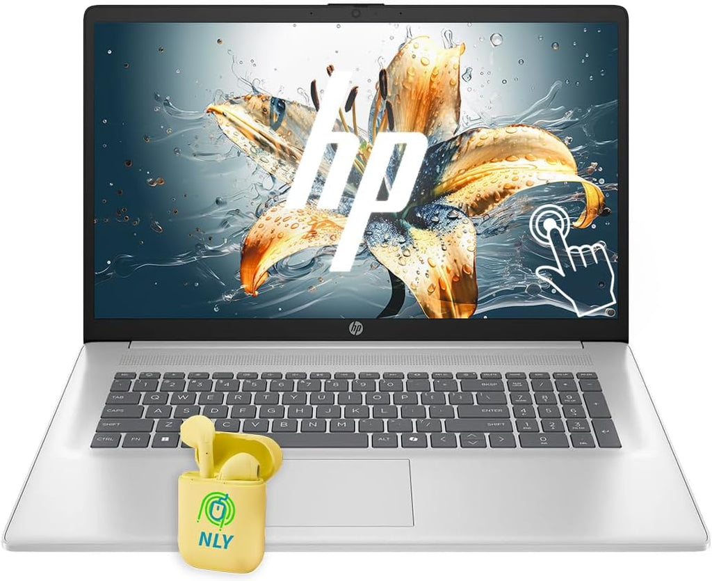 HP 17 Laptop, 17.3' HD+ LED Anti-Glare Touchscreen Business Laptop Computer, Windows 11 Laptop 16GB RAM 512GB SSD, AMD Ryzen 5 Processor, AMD Radeon Graphics, Numeric Keypad, NLY Earphones, Silver