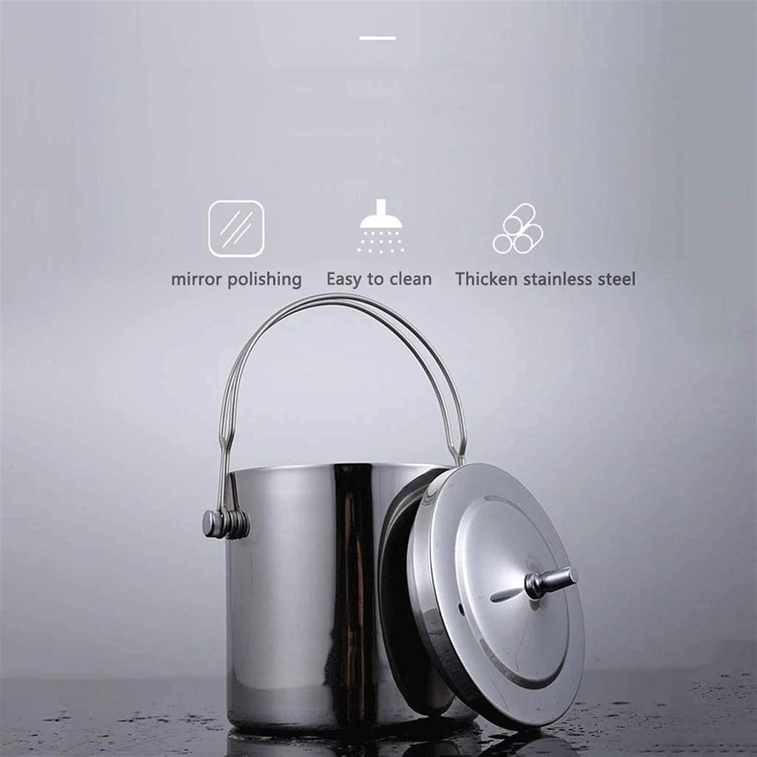 Ice Bucket,Thick Double Stainless Steel with Lid Red Wine Bar Appliance Insulation Cold Champagne Bucket Refrigerated Bucket