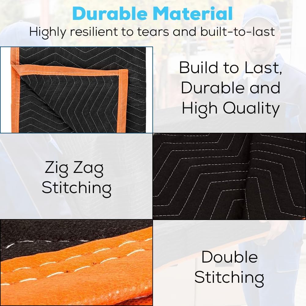 Simpli-Magic Heavy Duty Padded Moving Blankets 72' x 40' – 24 Pack – Packing Blankets, Furniture Covers for Moving