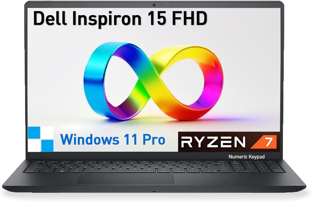 Dell Inspiron 15 3000 Laptop Computer, 15.6' FHD Student & Business Laptop PC | AMD Ryzen 7 (8-cores) | Windows 11 Pro | 64GB RAM 2TB SSD | 10-Key Number Pad | Black