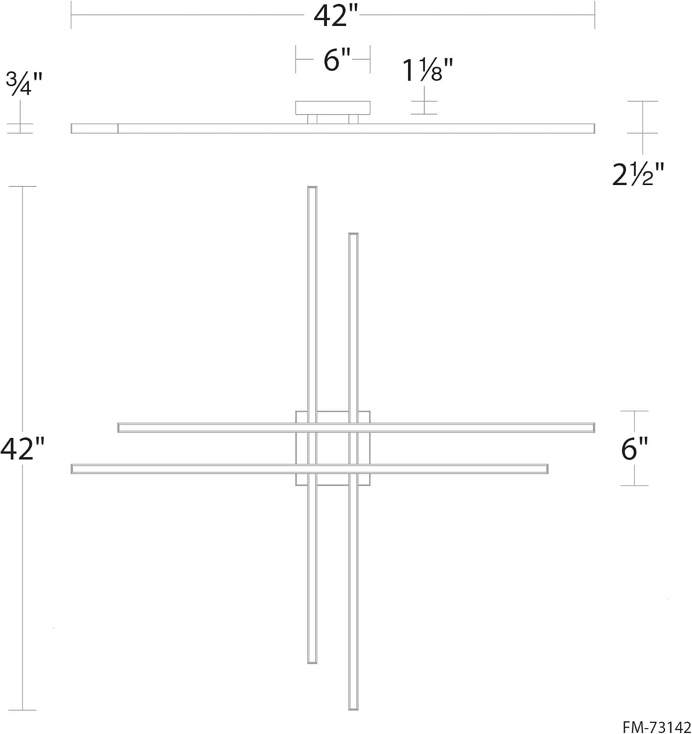 WAC Lighting dweLED, Parallax 42in LED Flush Mount 3-CCT 2700K-3000K-3500K Set to 3000K in Black