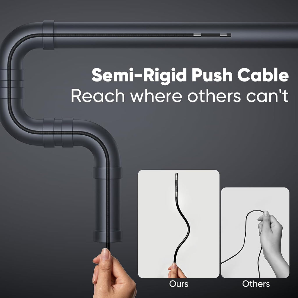 T Takmly Two-Way Articulating Borescope with Light, 210° Steerable 1080P Endoscope Camera, 0.33inch Semi-Rigid Snake Scope, 4.3' IPS Screen, 32GB, 5.5FT for Automotive Engine HVAC Wall Mechanics