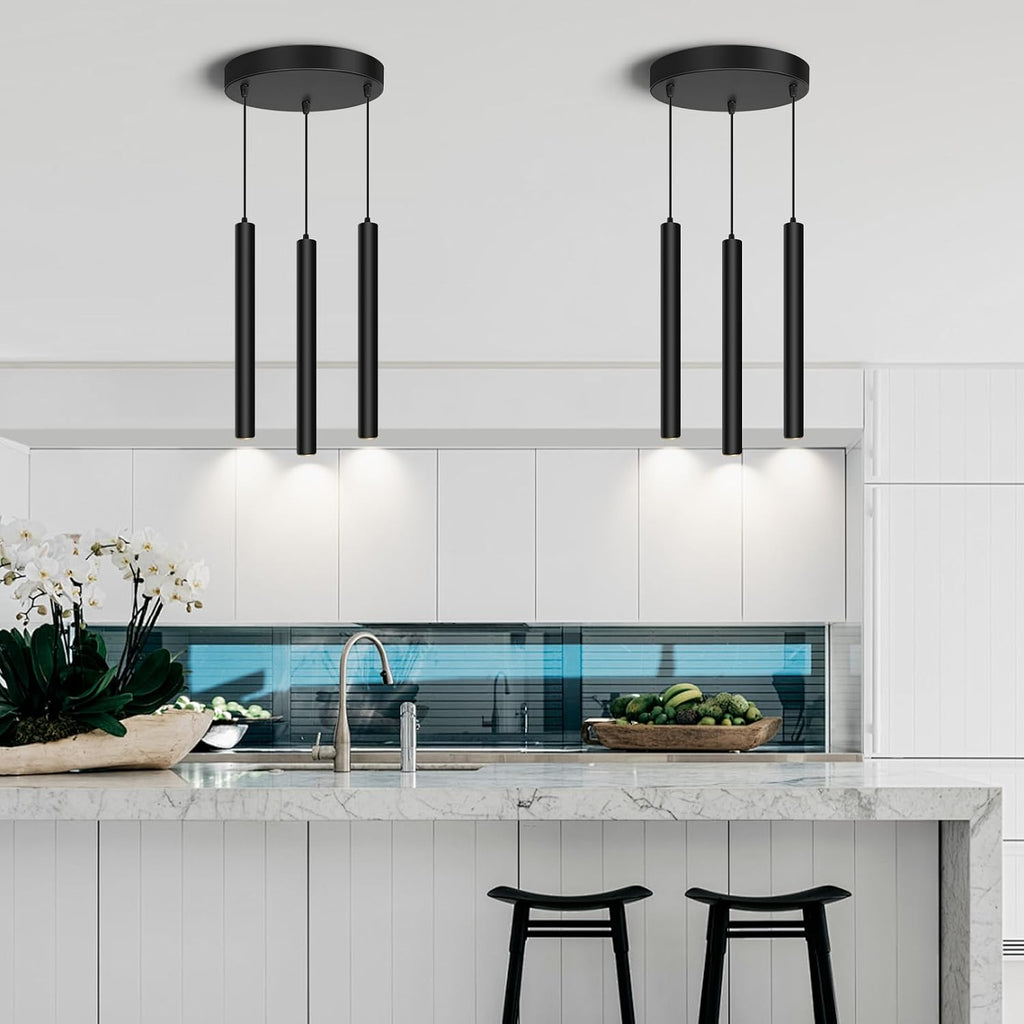 OKELI Modern Smart 3-Light Pendant Light Fixtures Round Pendant Lights Kitchen Island LED Minimalist Pendant Lighting Fixture for Kitchen,Dinning Room,Bedroom,Hallway,Bar