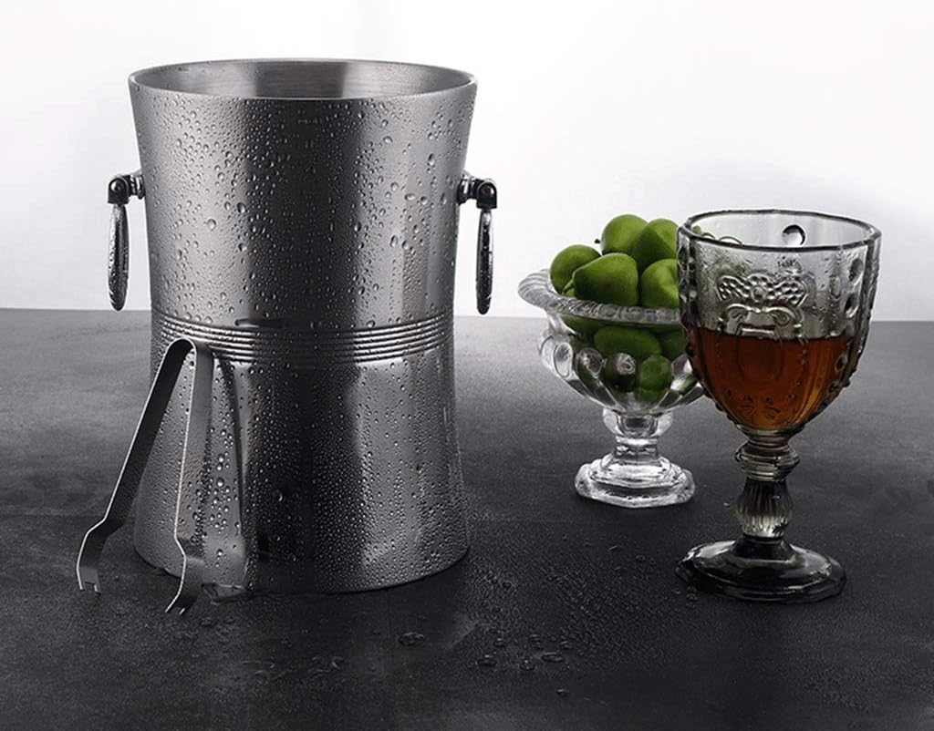 ice bucket, Ice Bucket Stainless Steel Large Thick Champagne Ice Bucket Red Wine Ice Bucket Refrigerated Ice Cube Bar