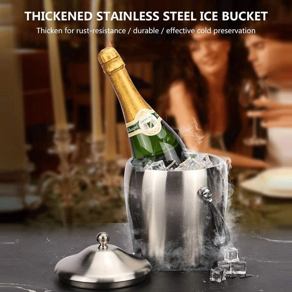 Ice Bucket Insulated Ice Bucket ble Stainless Steel Ice Bucket Freezer Ice Bucket with Lid for Parties Barbecues and Buffets
