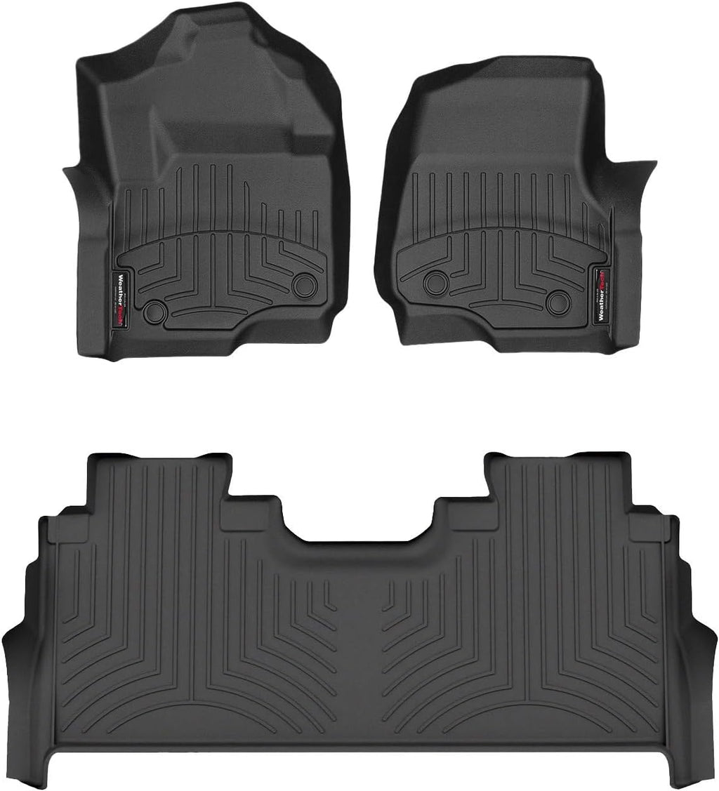 WeatherTech Custom Fit FloorLiners for Ford Super Duty, Super Duty, Super Duty - 1st & 2nd Row (441012-1-6), Black
