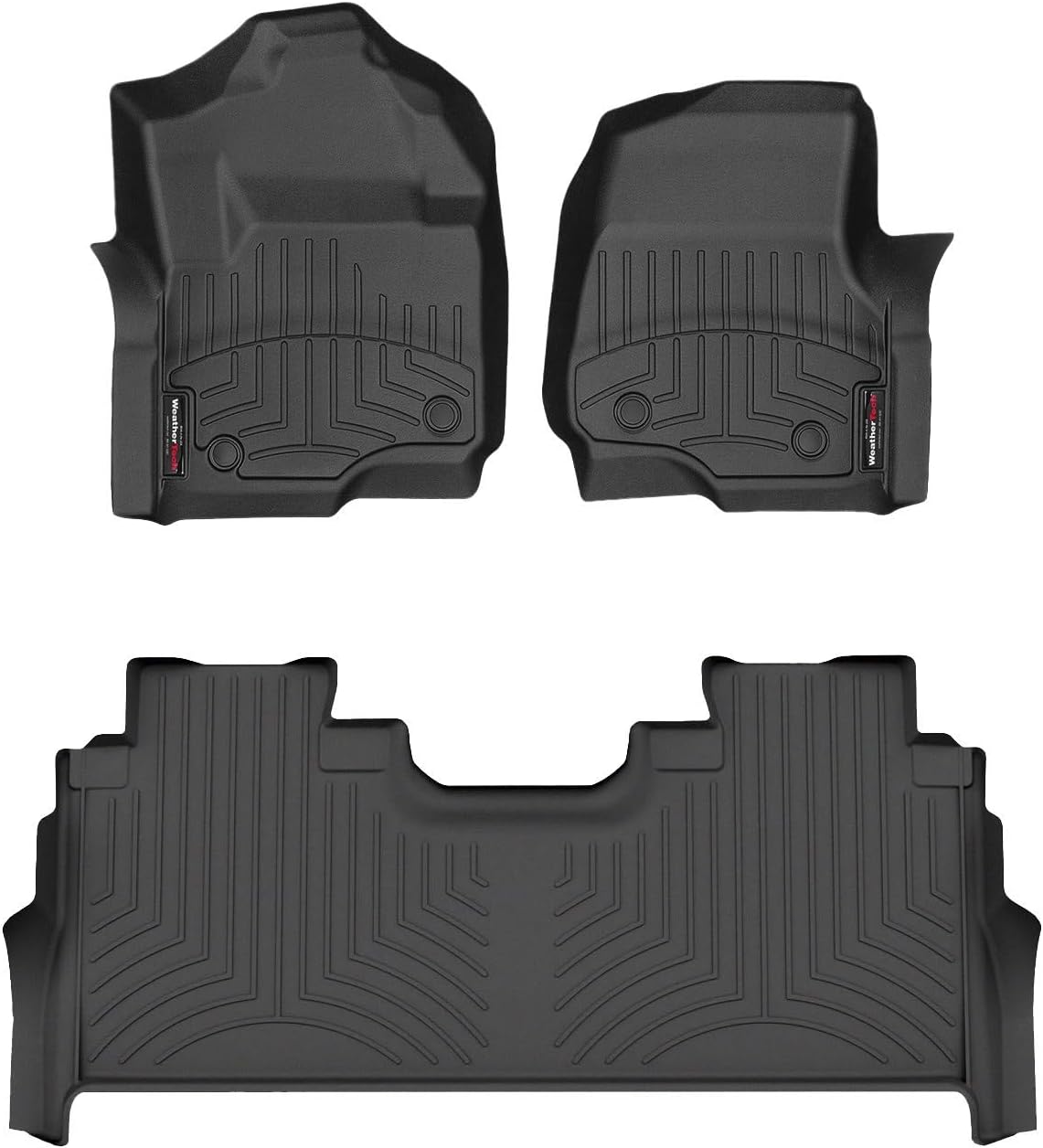 WeatherTech Custom Fit FloorLiners for Ford Super Duty, Super Duty, Super Duty - 1st & 2nd Row (441012-1-6), Black