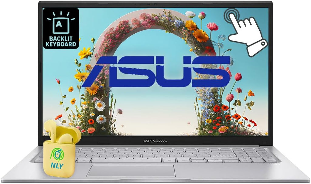 ASUS Touchscreen 15.6' FHD Business Laptop Computer, Intel 10-Core i7 13th Gen Processor, Windows 11 Laptop 24GB RAM 1TB SSD, Intel Iris Xe Graphics, Backlit KB, Numeric Keypad, NLY Earphones, Silver