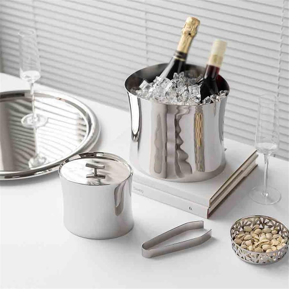 Portable Home Wine Champagne Beer Red Wine Chilling Ice Bucket Light Luxury Ornaments Stainless Steel Ice Bucket Party