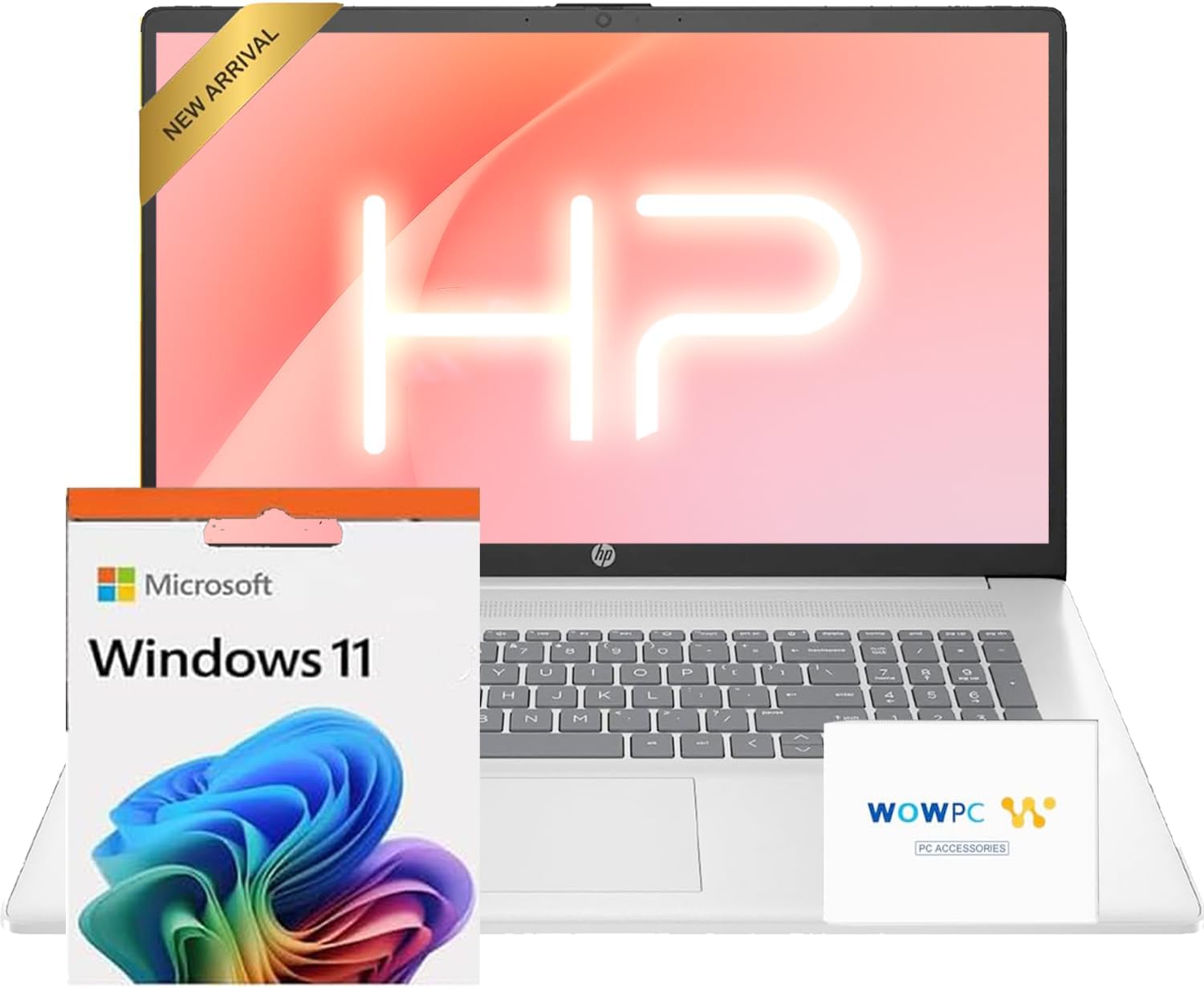 HP 2025 17 Inch Business and Student Laptop Computer, AMD Ryzen 5 6-Core 7430U, 64GB RAM, 2TB PCIe SSD, 17.3 FHD Display, Windows 11 with Microsoft Office, 10-Key Number Pad, WOWPC Recovery USB
