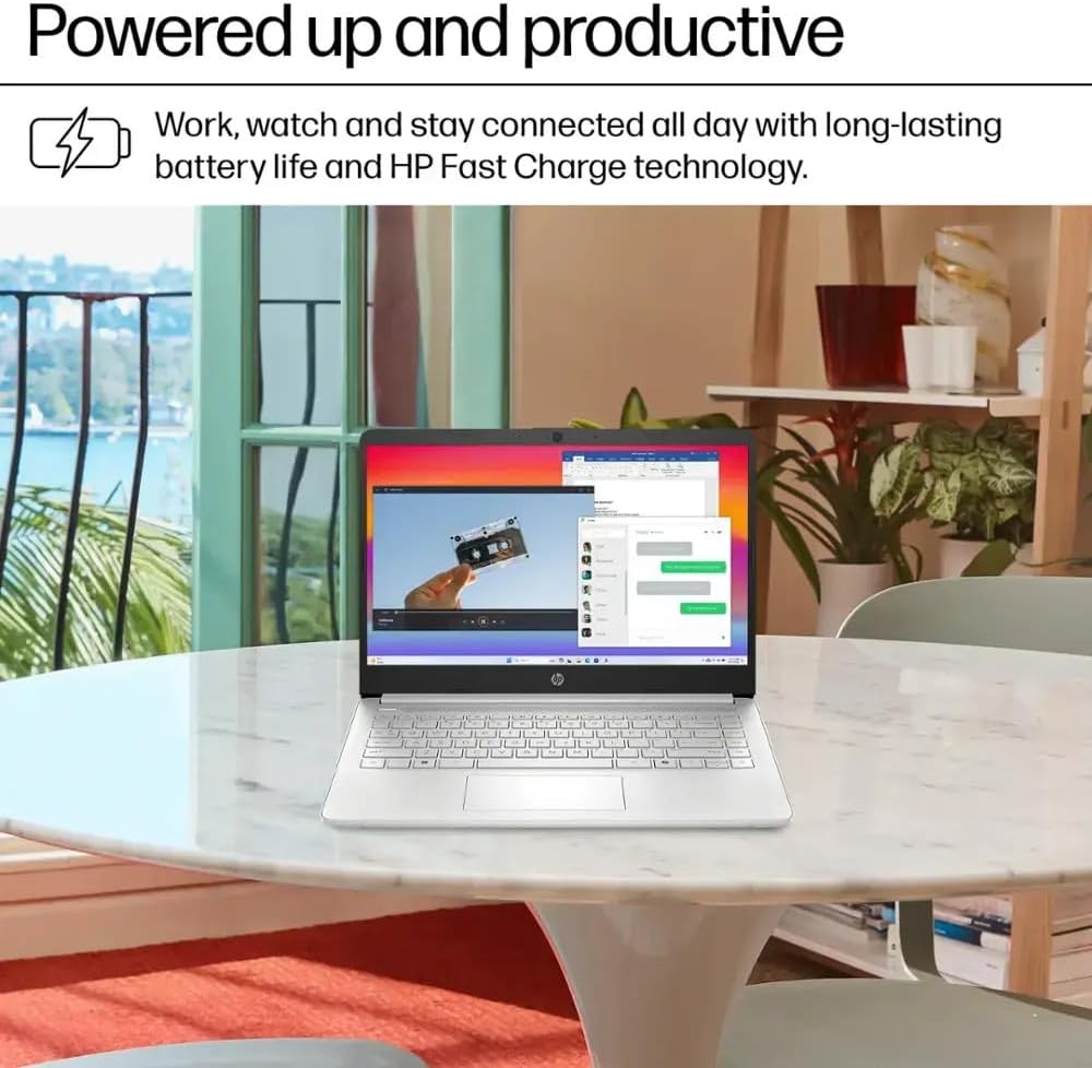 HP 14 Laptop Ultra Thin & Light, Intel N150 Quad-Core Processor, 8G RAM, 128GB SSD, HDMI, USB-C, WiFi 6, SD Card Reader, Microsoft Office 365 Included, Windows 11, Silver, XtreDura Accessories