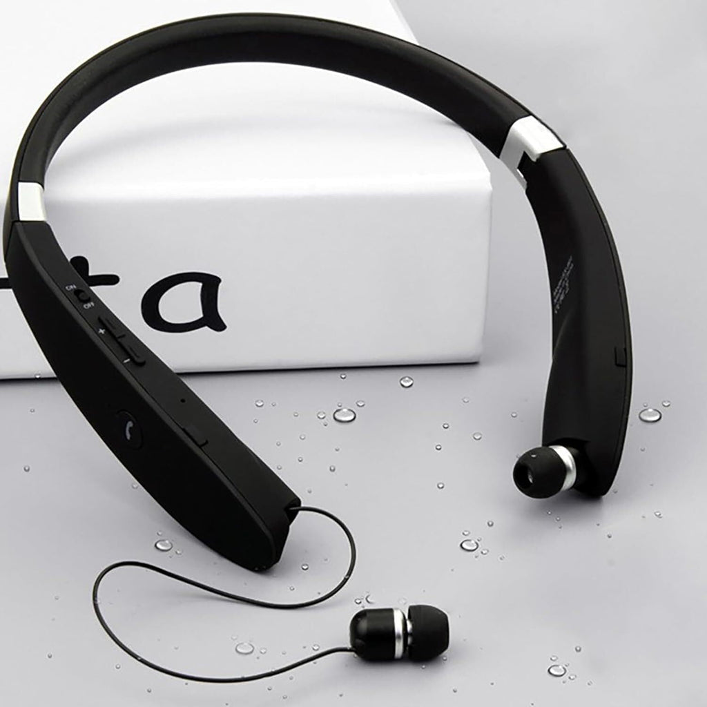Wireless Bluetooth Neckband Headphones Retractable Earbuds CVC6.0 Noise Cancelling Bluetooth Headset Wireless Ear Buds Neckband with Mic,9D Deep Bass, 18H Overall Endurance,Sports for Sport,Black1