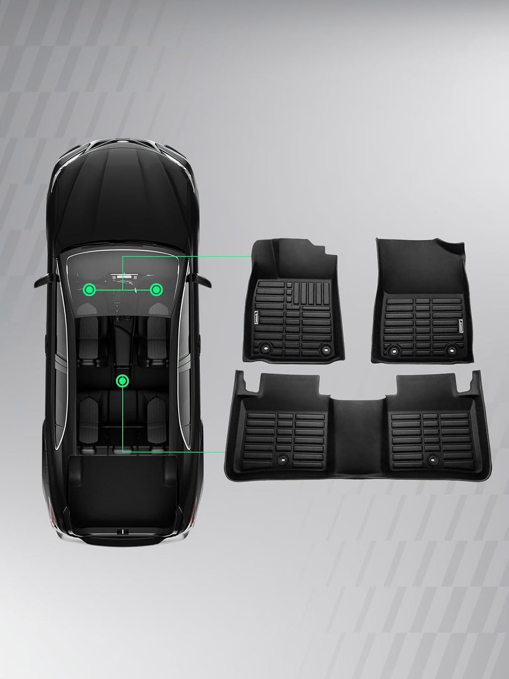 YHTAUTO Automotive All Weather Floor Mats Compatible with Lexus ES350 2013-2018, Car Mats Custom Fit TPE Floor Liners, 1st & 2nd Row, Set of 3
