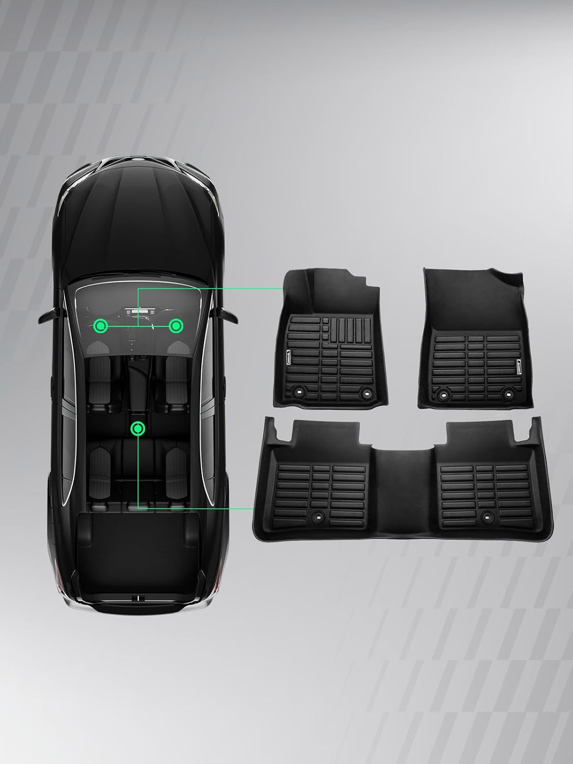 YHTAUTO Automotive All Weather Floor Mats Compatible with Lexus ES350 2013-2018, Car Mats Custom Fit TPE Floor Liners, 1st & 2nd Row, Set of 3