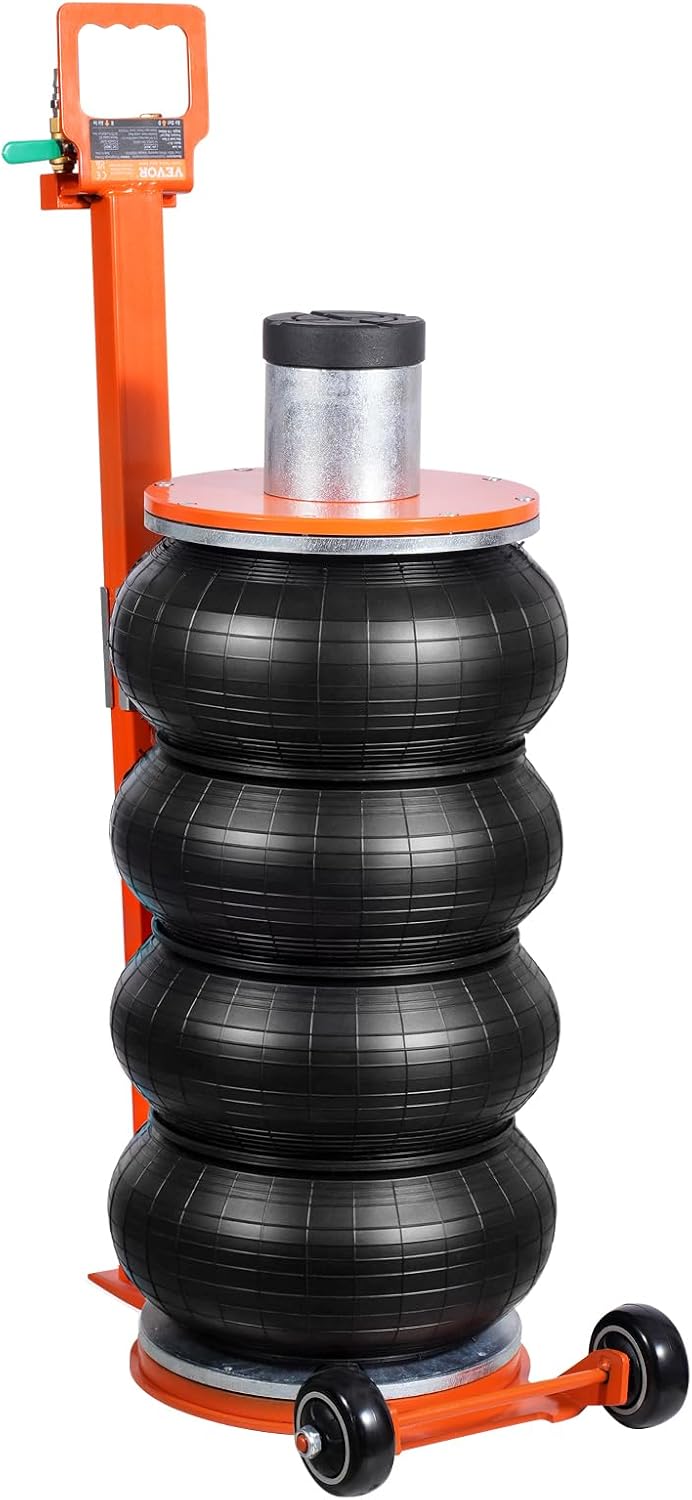 VEVOR Air Jack, 6 Ton/13000 lbs Quadruple Bag Air Jack, Lift up to 26.5', with Heightened Column & Adjustable Handle, Thick Rubber Pad, 2-5 S Fast Lifting Pneumatic Jack for Car, SUV, Pickup Truck