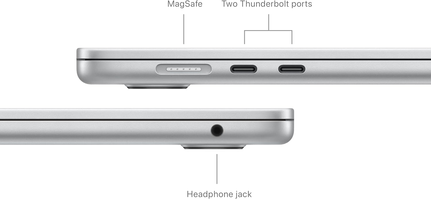 Apple 2024 MacBook Air with Apple M3 chip, 15.3-inch, 8GB RAM, 256GB SSD Storage, QWERTY English, Silver (Renewed)