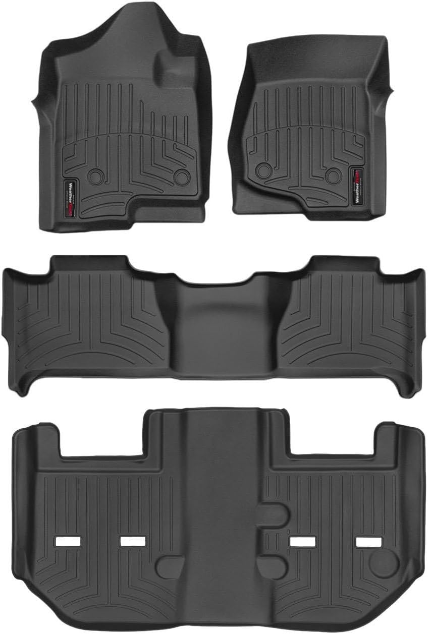 WeatherTech Custom Fit FloorLiners for Chevrolet Suburban, Yukon XL, Suburban - Full Set (44066-1-2-442354), Black
