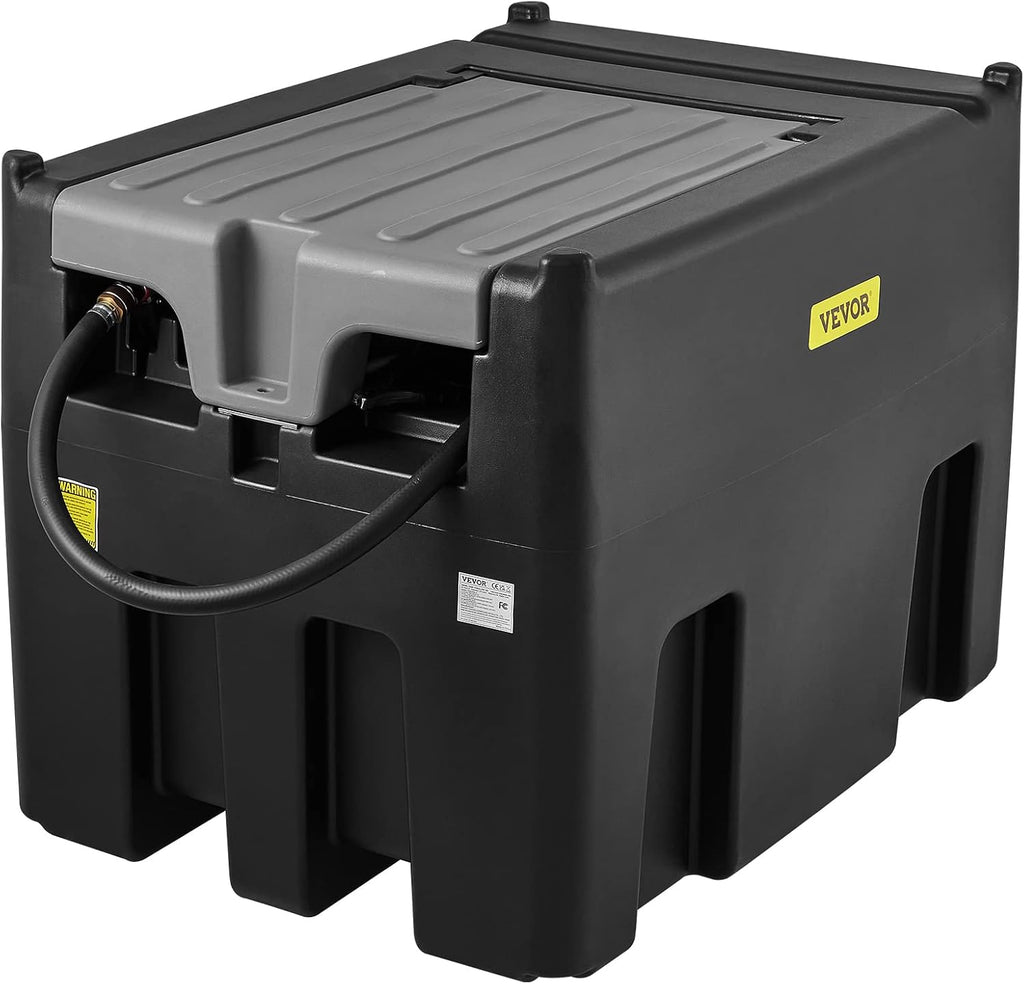 VEVOR Portable Diesel Tank, 116 Gallon, Black | 10 GPM Flow Rate, 12V Electric Transfer Pump, 13.1ft Rubber Hose, PE Transfer Tank