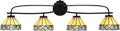Toltec Lighting Cavella 4-Light Bath Bar – Modern Vanity Light Fixture for Bathroom – Dimmable and LED-Compatible Wall Light – Matte Black Finish, 7' Diamond Peak Art Glass