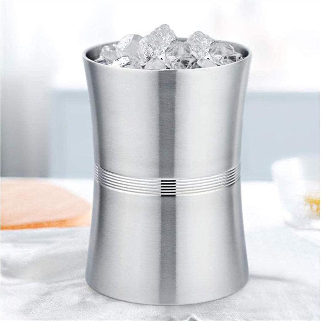 BTZHY Ice Bucket,Wine Glass Galvanized Metal and Scoop Steel Construction Insert Lid Included