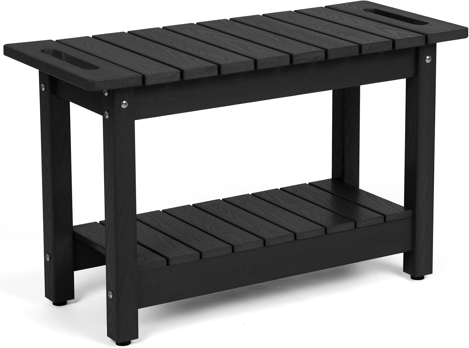 30' Shower Bench, Waterproof Poly Lumber Shower Stool for Shaving Legs, Shower Chair Seat Holds up to 400lbs, Bathroom Bench for Inside Shower, Non-Slip (Black)