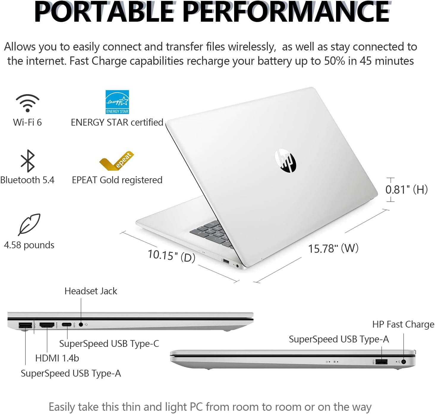 HP 17 Inch Touchscreen Laptop PC, 17.3' HD+ Touch Screen Business Laptop Computer, AMD Ryzen 5 (6-Core) | Windows 11 Pro | 10-Key Number Pad | Wi-Fi 6 | 16GB RAM 1TB SSD