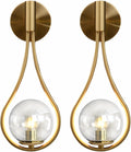 BOKT Gold Globe Glass Wall Sconce 2 Pack Mid-Century Modern Vanity Lights Industrial Clear Glass Bathroom Vanity Light Indoor Wall Lamp for Living Room Hallway Bedroom…