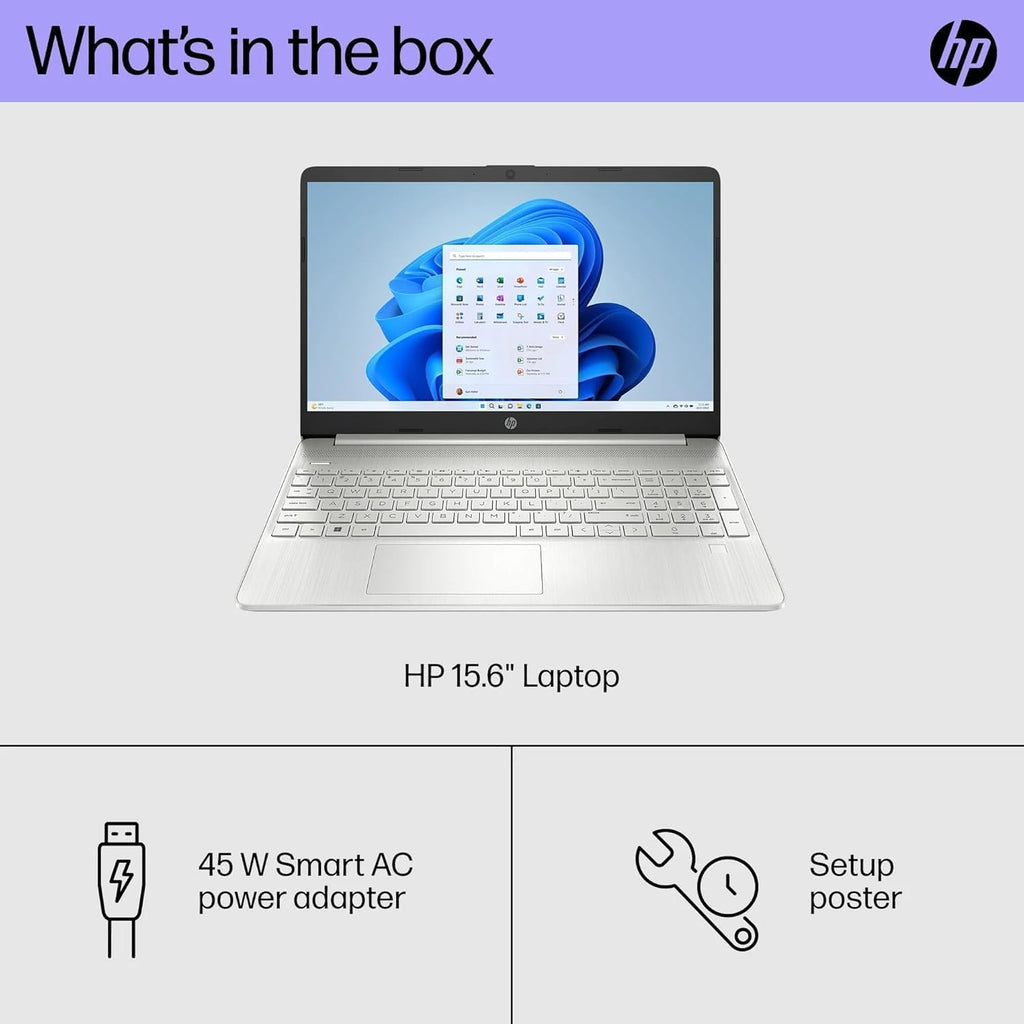 HP 15.6 Inch Student Laptop | Intel Pentium Silver, Quad-Core Processor | 16GB RAM, 512GB SSD | Windows 11 | Thin and Light | 11 HR Battery | Natural Silver | True Vision Cam | Intel UHD Graphics