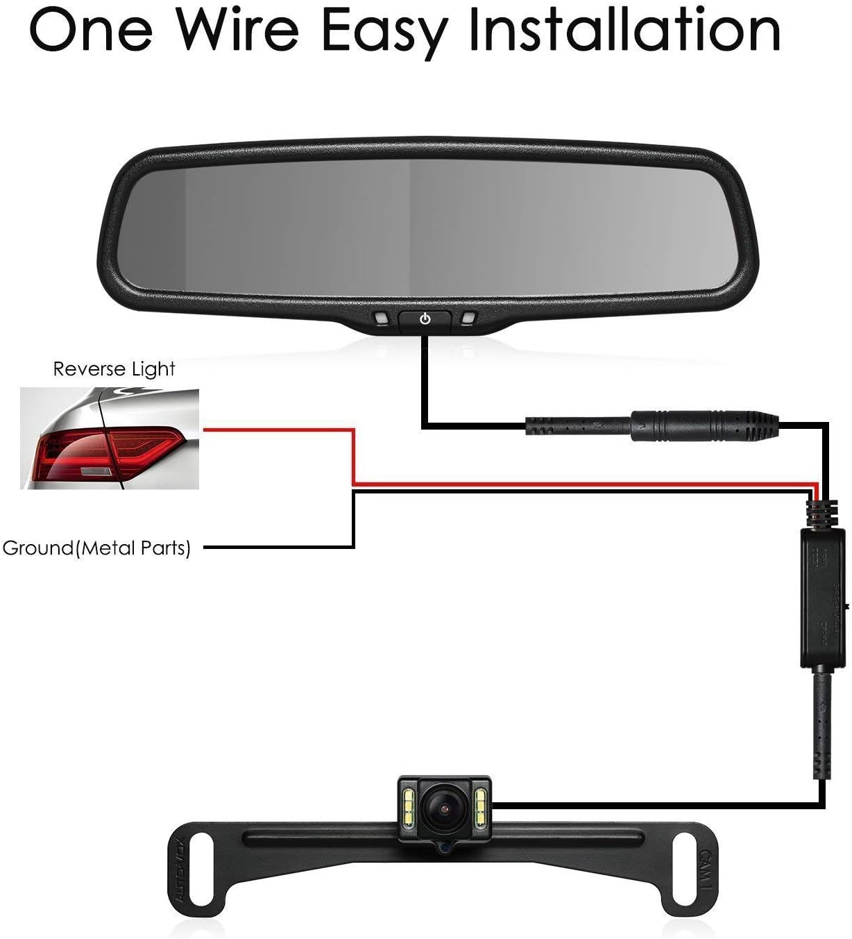 Rear View Mirror Camera with 4.3' Monitor: Super Night Vision OEM Rearview Mirror Backup Camera with IP 68 Waterproof Back Up Camera for Car, Rearview Mirror for Parking & Driving Safety AUTO-VOX T2