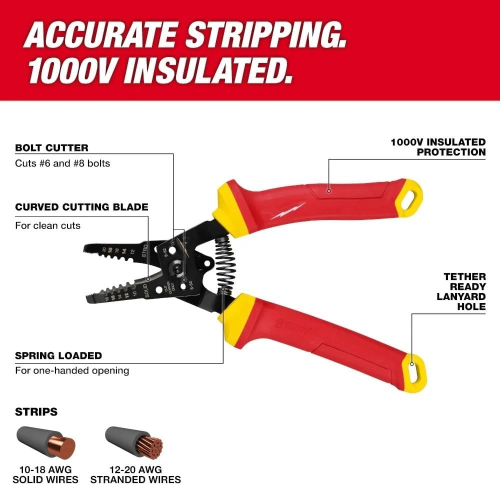 5 PC 48-22-2215 for Milwaukee 1000V Insulated Hand Tool Set - Red/Black
