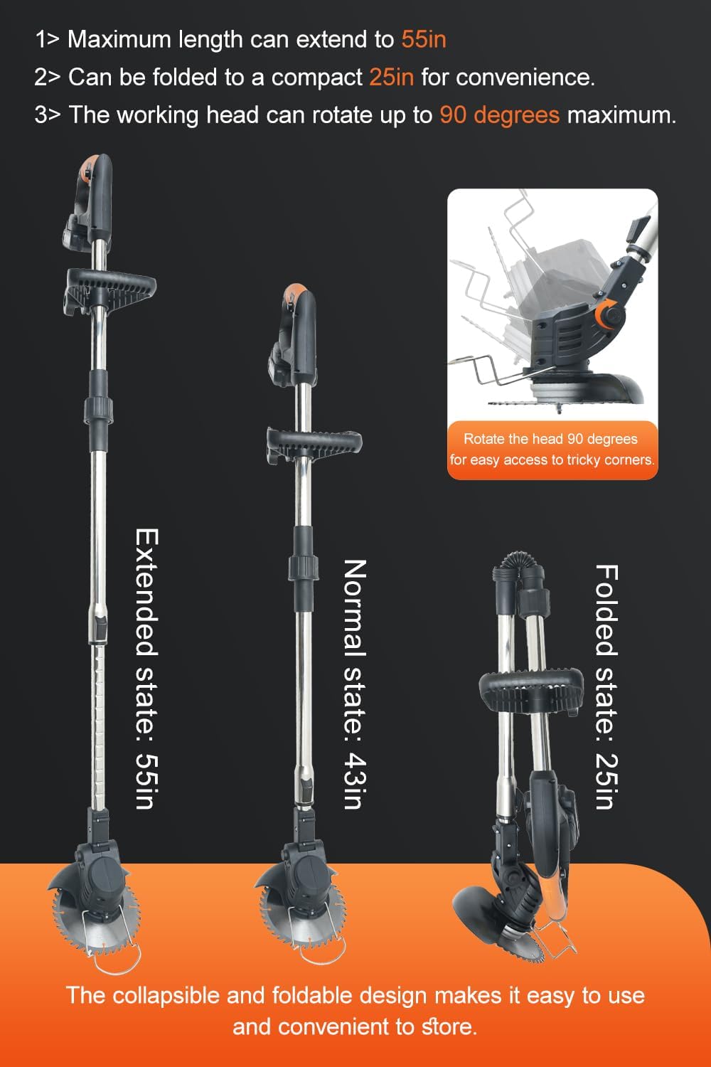 Cordless Weed Wacker,Electric Weed Eater,2 Batteries,Grass Trimmer Cordless,Black-C