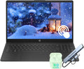 HP 15.6' FHD Touchscreen Laptop Computer, 16GB RAM 256GB SSD, 8-Core AMD Ryzen 7, Windows 11, Copilot AI-Ready, WiFi-6, PLUSERA Earphones & 8-in-1 Hub Included, Black