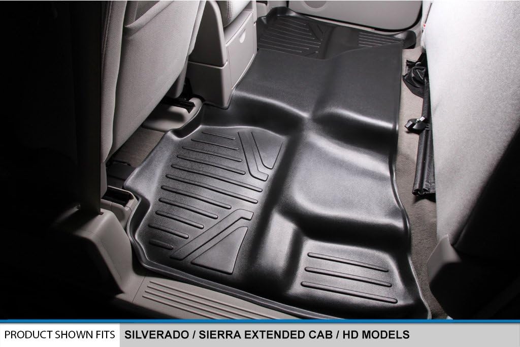 SMARTLINER Custom Fit Floor Mats 2 Row Liner Set for 2007-2013 Chevrolet Silverado 1500