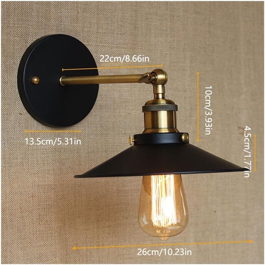 Porch Lights Bathroom Lighting Wrought Iron Bedroom Retro Wall Lamps Simple Personality Creative Outdoor Night Light(Black)