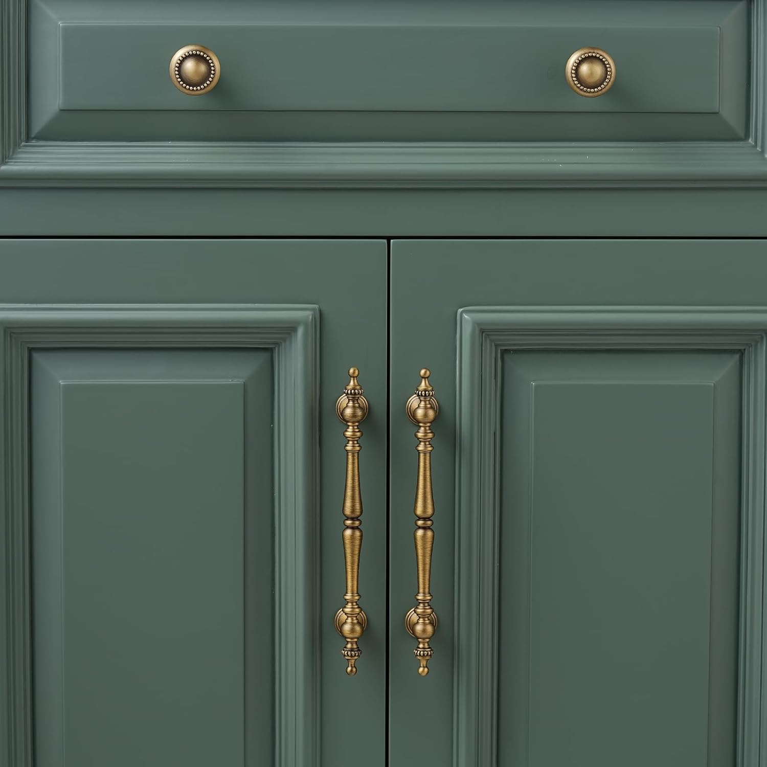 20 Pack | Cabinet Pulls | Solid Brass | 5 Inch Hole Center | Brushed Antique Brass | Vintage Cabinet Pulls for Furniture Kitchen & Bathroom Fixture