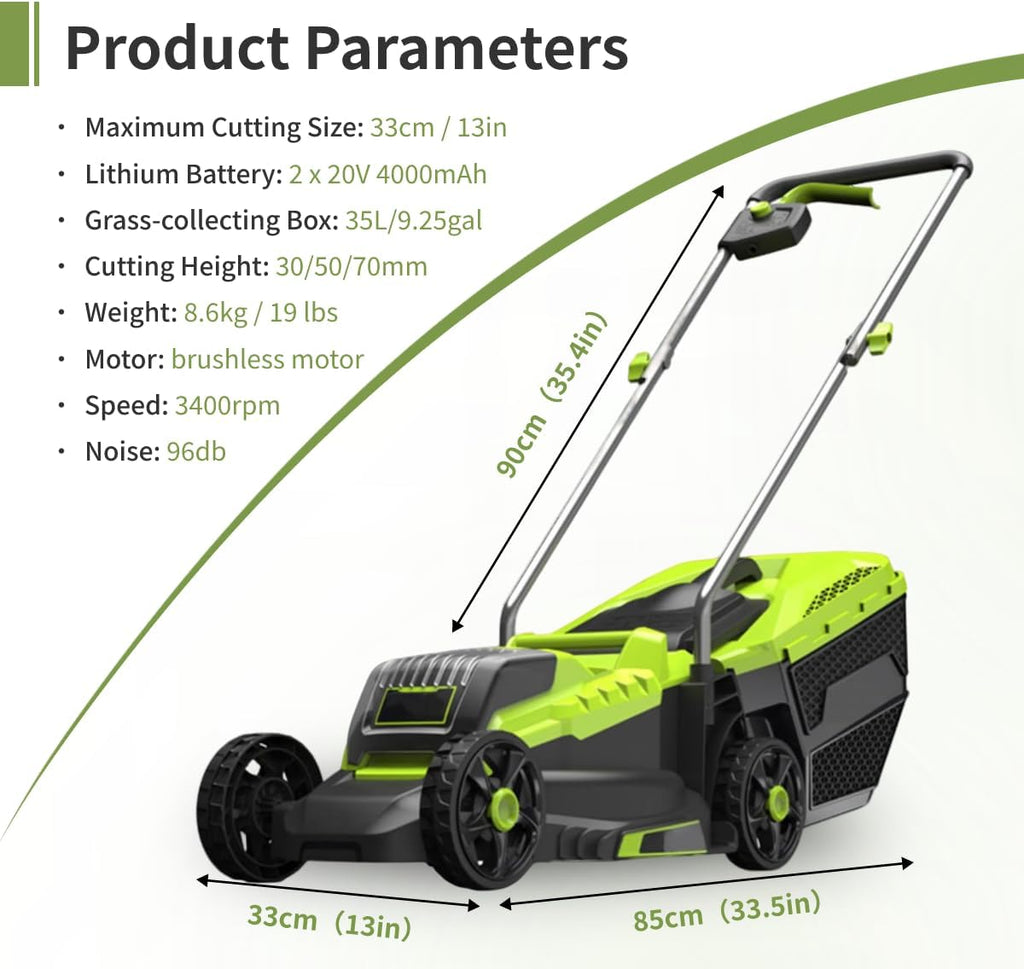 Electric Self-Propelled Lawn Mower, Light, Fast and Efficient, Lawn Beautification, Suitable for a Variety of Scenarios, Hand-Push Lawn Mower, Trimmer, Outdoor Smart