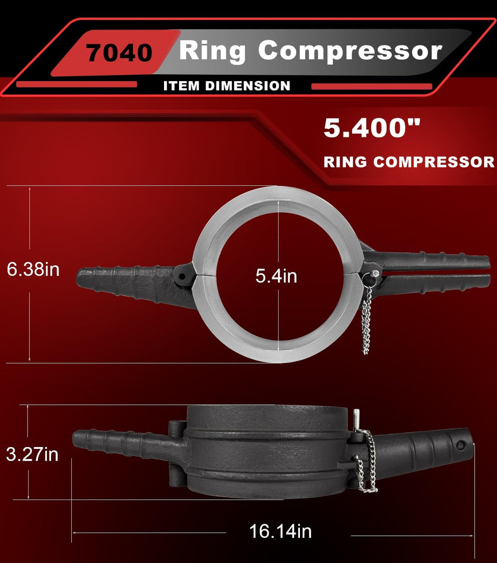 7040 Piston Ring Compressor Tool, Piston Ring Compressor Adapter & Anti-Polishing Ring Kit For Cummins ISX QSX 15, Caterpillar 3400, 3406, 3408, C15, 5.4' bore Replace# PT-7040 5299339 5394454