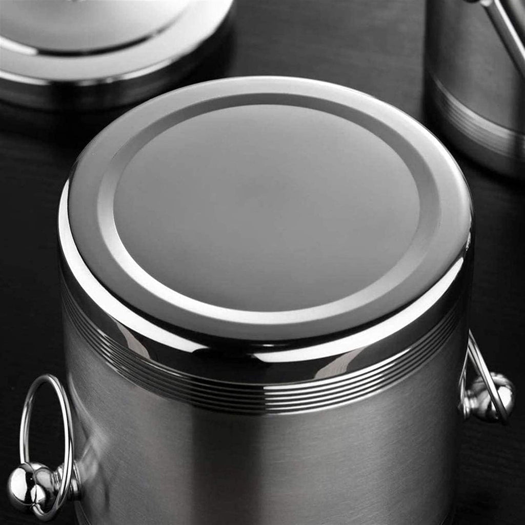 Ice Bucket with Lid for Parties and Bar, Stainless Steel Double Wall with Strainer for Home Bar, Chilling Beer (Size : 1L) ()