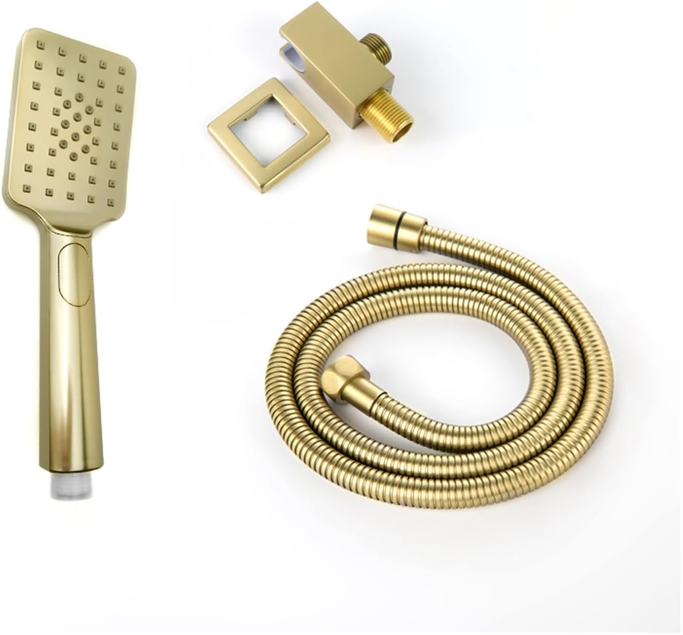ABS Hand Shower Set Bathroom Fixtures Brass Material Square Holder Chrome/Black/Gold/Grey 1.5m Hose 3 Functions Shower Spare(GM Set)